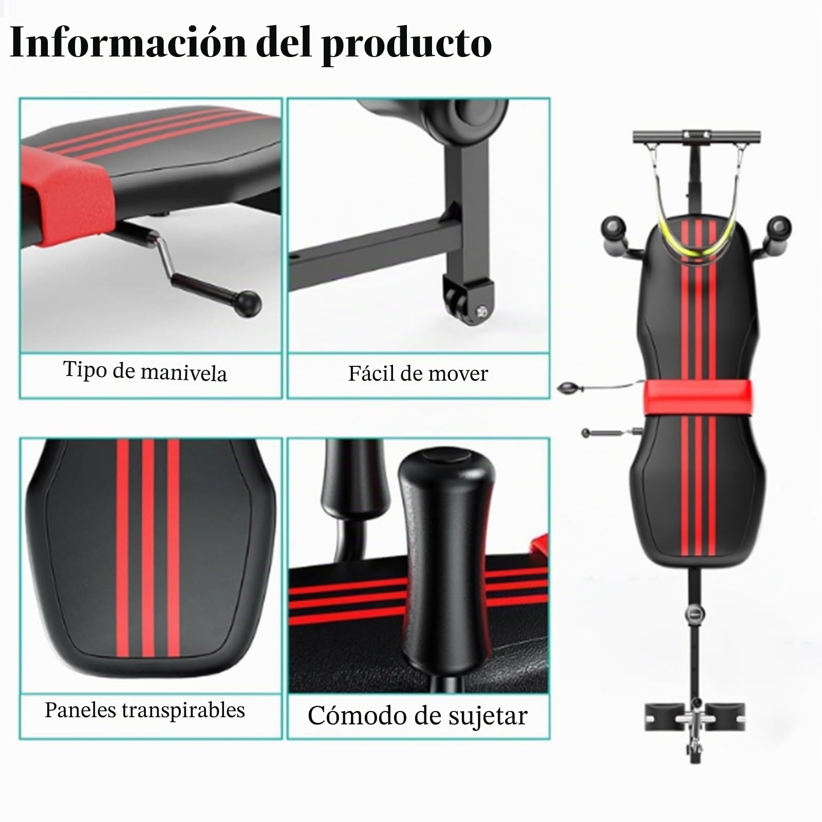 Banco de Estiramiento de Espalda con descompresión, máquina de tracción de Columna Vertebral con Longitud Ajustable, Banco de Entrenamiento de Espalda y Camilla de Cuello, Mesa de inversión