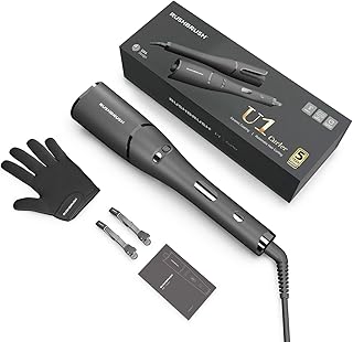 مكواة تجعيد الشعر الاوتوماتيكية يو 1 من راش براش اسطوانية الشكل 22 ملم مصنوعة السيراميك مع 6 اعدادات للحرارة اسود