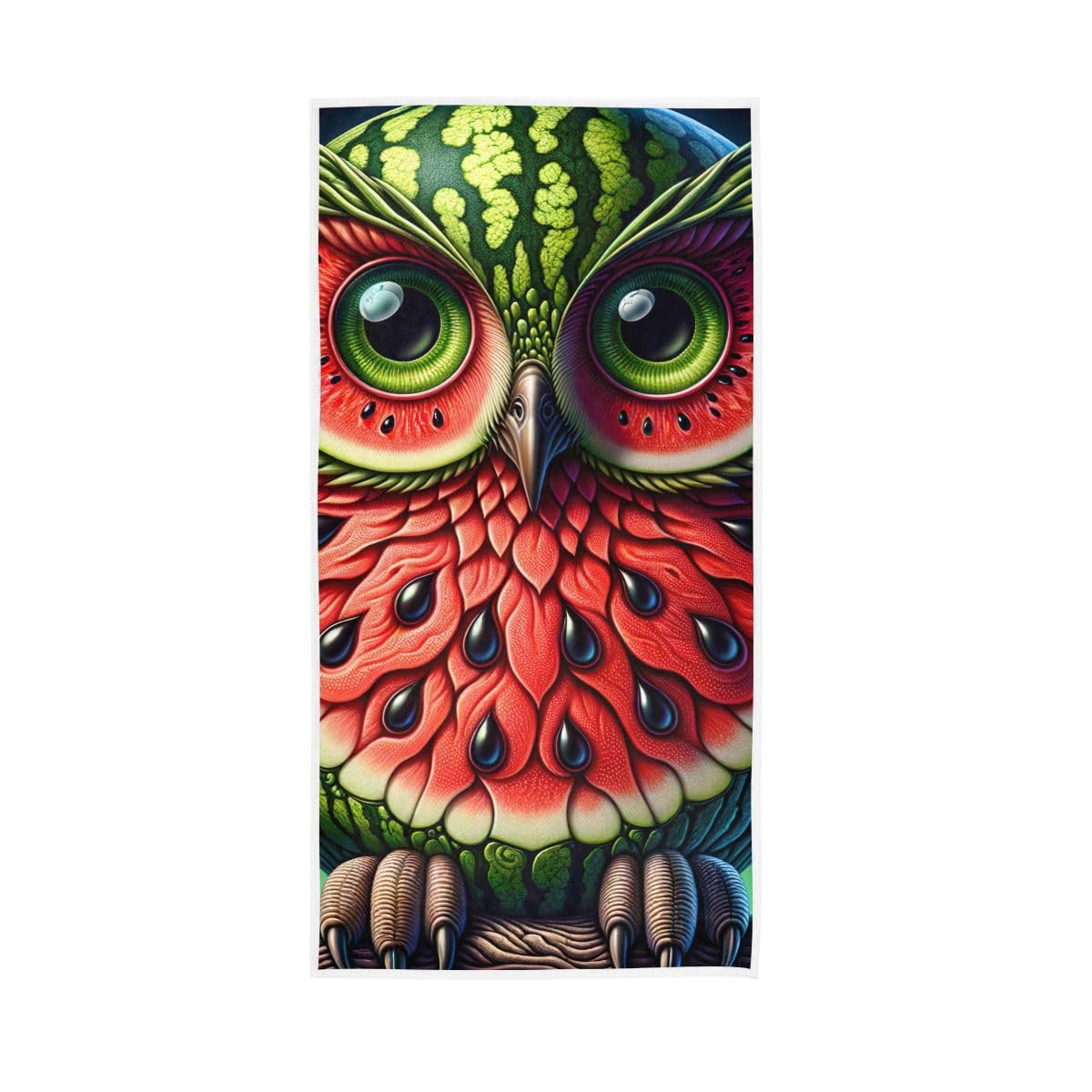 LSRCPD Watermelon Owl Hand Towel, Cotton Hand Towels for Bathroom, Gym, Hotel, Spa 15 x 30 Inches