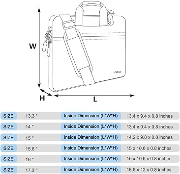Hseok Laptop Case 14 inch Shoulder Bag with Strap,Black Blue