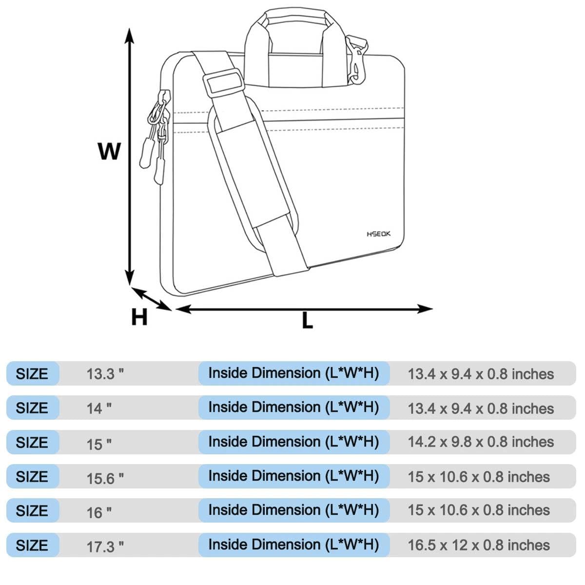 Torba na laptopa Hseok na ramię 13,3 14 15 15,6 16 17,3 cala, trwała, odporna na wstrząsy ochronna teczka z wieloma kieszeniami