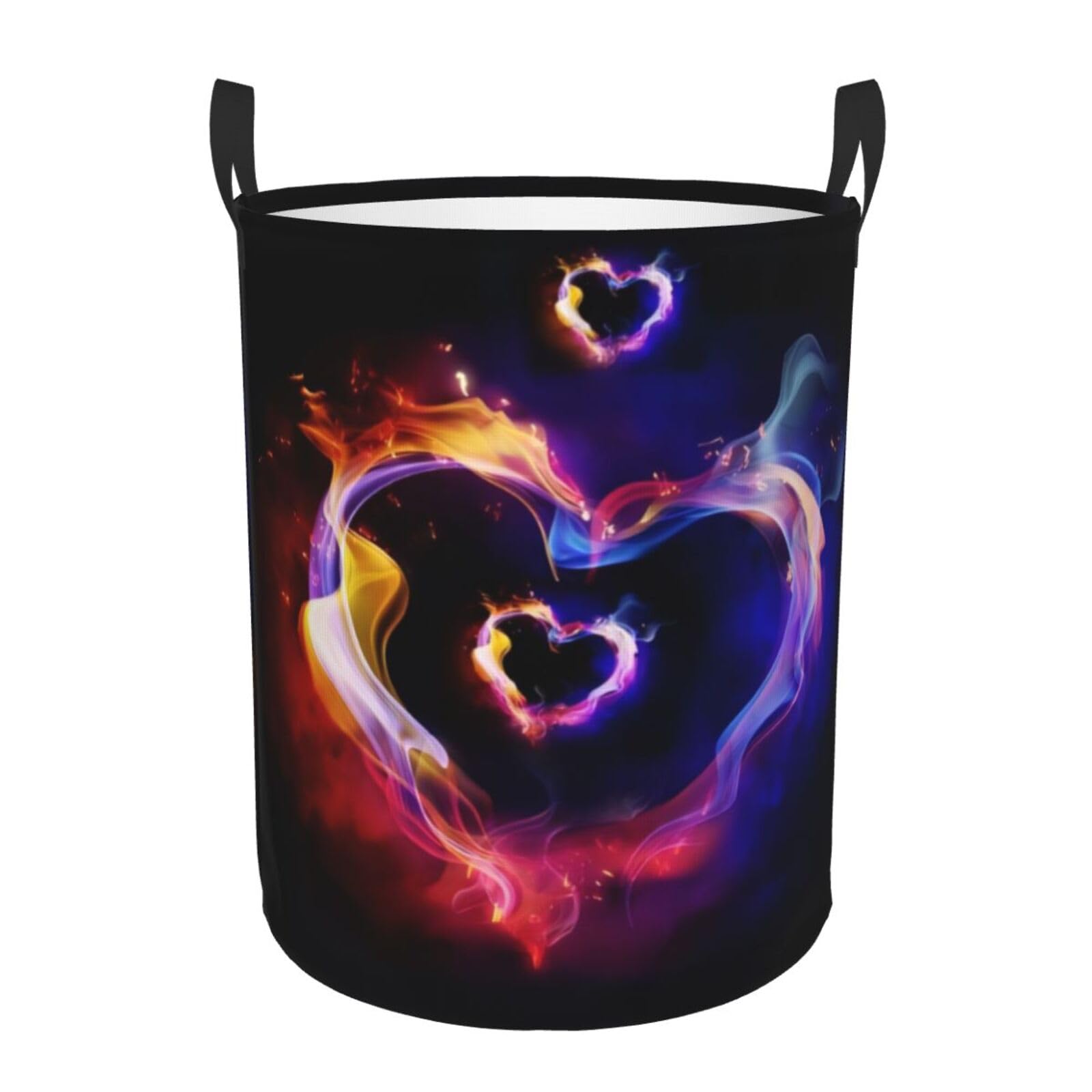 M Circular Hamper – Collapsible colorful heart Print Laundry Basket