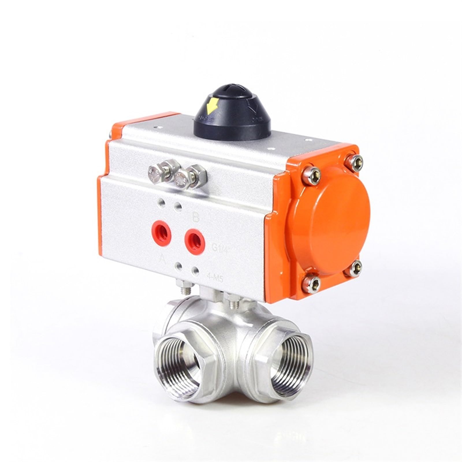 SWEWDSQG 3/8" Three piece High Platform Pneumatic Pneumatic 3 Way Thread Ball Valve 304 Stainless steel Q611F-16P Double Acting Cylinder(L Type)