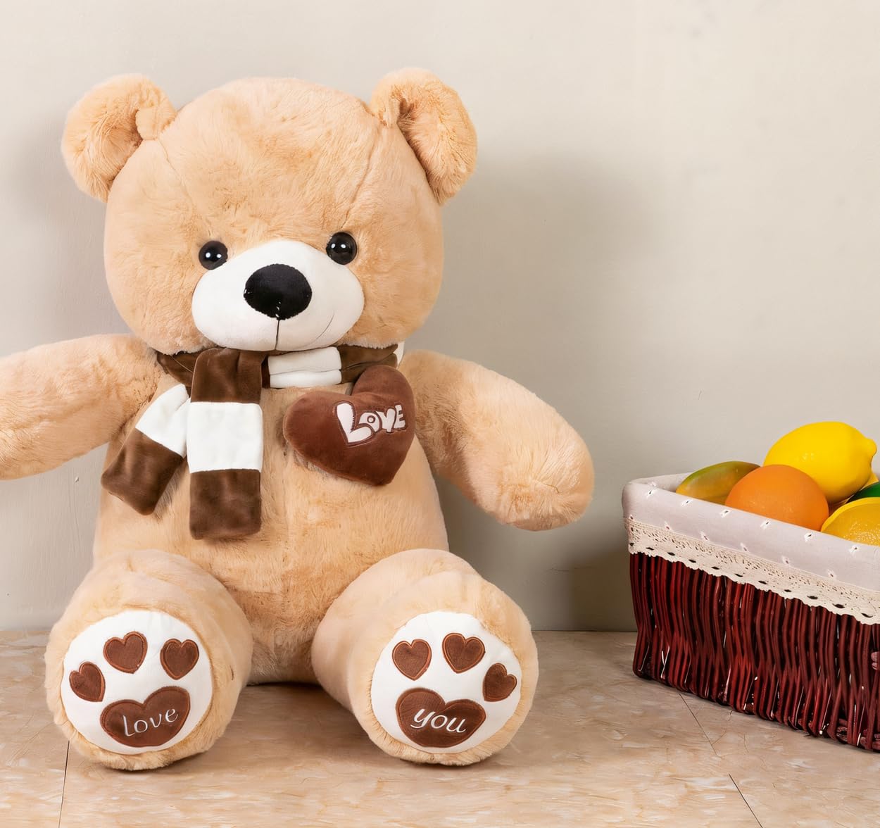 YunNasi Orso di Peluche Gigante Orsacchiotto Gigante | Morbido Peluche Giganti Bianco XXL Marrone Chiaro