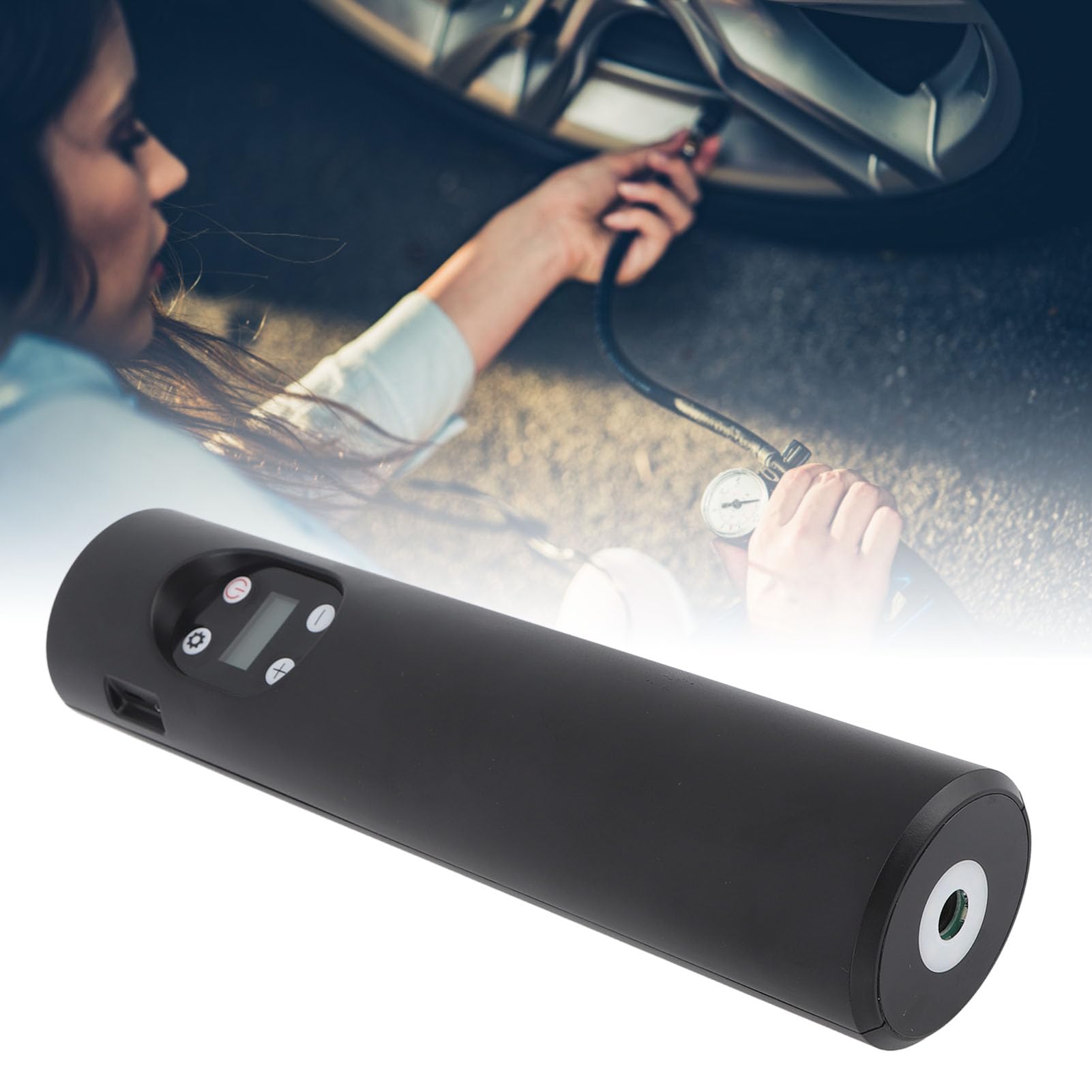 Bezprzewodowa pompka do opon przenośna sprężarka powietrza akumulatorowa pompka rowerowa elektryczna do samochodu rower piłka motocykl plastik ABS 25 cm 6000 mAh