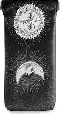 susiyo Sun and Moon Day and Night Glasses Case Portable Microfiber PU Leather Soft Sunglasses Bag Eyeglasses Pouch Holder Squeeze Top for Women Men