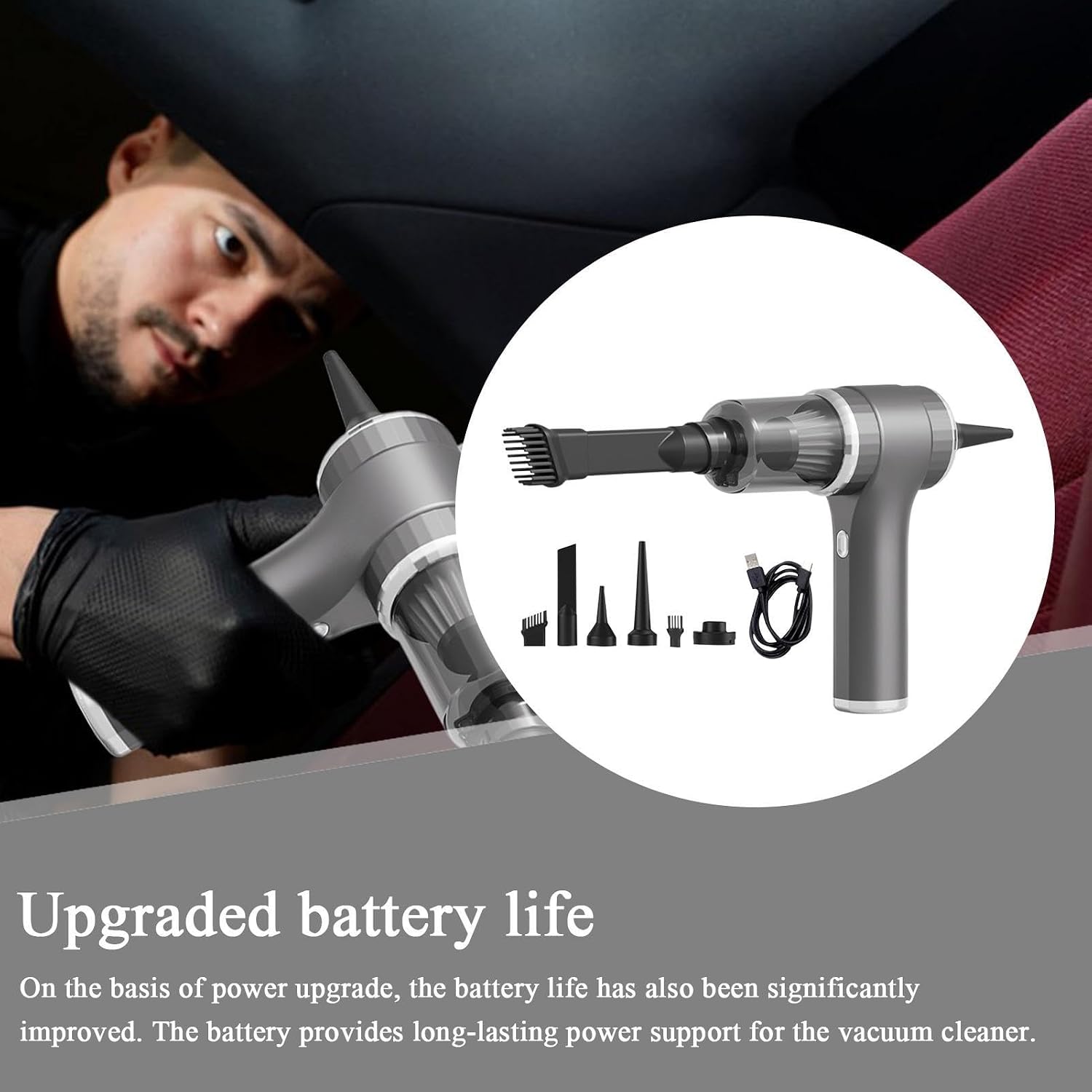 Portable Vacuum for Car Set, 9000Pa Powerful Auto Blower System, Hand Held Car Vacuum Cleaner Kit, Small Size for Use, Home Office Pet Interior Carpets Furniture Floor Desk Keyboard