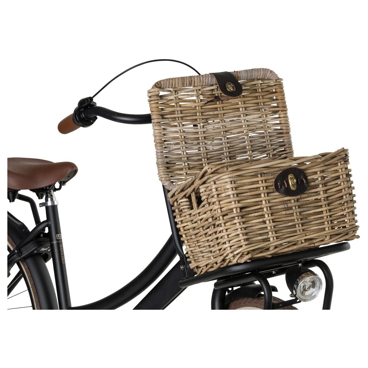 FAST RIDER Junior Fahrradkorb Vorne für Kinderfahrrad, 8L Fahrrad Korb für Schulranzen, Bike Basket mit Deckel, Ergonomisch, Modisch, Schutz vor Regen, Handgemacht - Rattan Beige