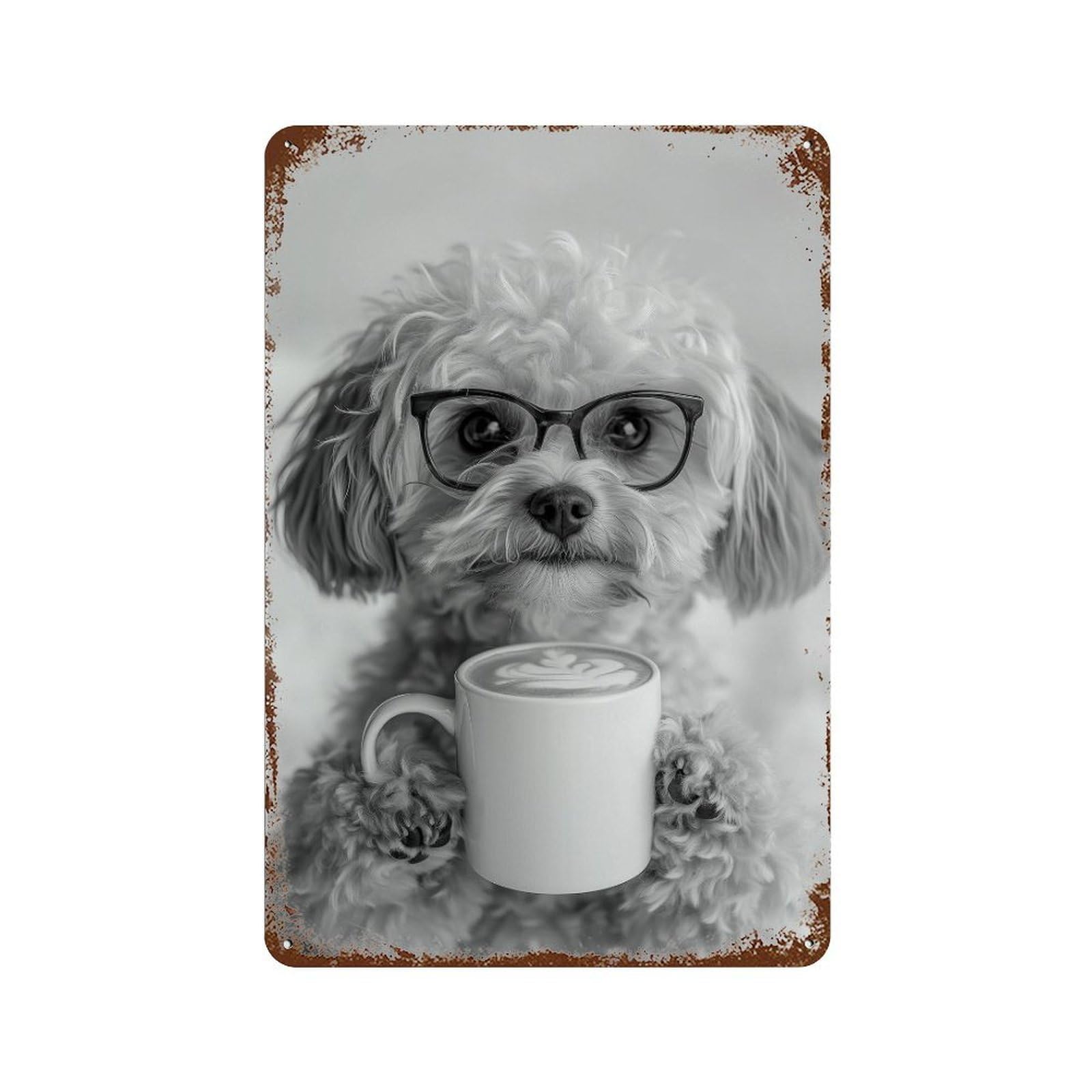 xiaoxiaoshen Maltipoo Coffee Print Wall Decor Art Metal Tin Poster Modern Home Decor Art Home Bar Shop Decorations Vintage Sign 30x20cm