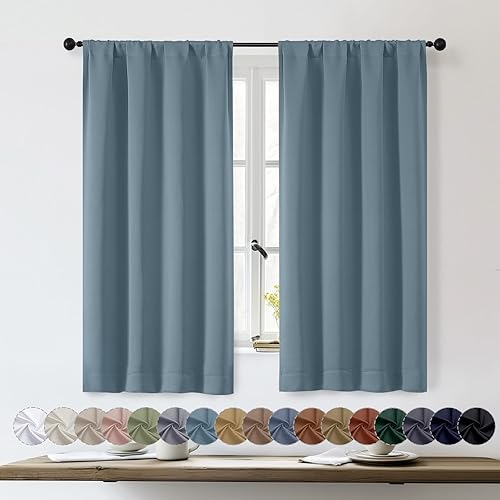 Miniatura 45 de OWENIE Sally Ever Green Cortinas Opacas para Dormitorio Sala de Estar 63 Pulgadas de Largo Juego de 2 Paneles, Aislamiento Térmico Ahorro de Energía