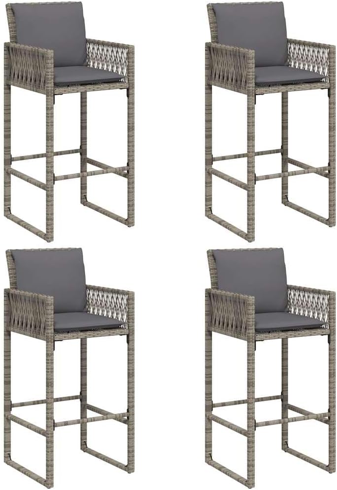 Patio Bar Set with Cushions, Outdoor Table and Chairs, Modern Poly Rattan Bistro Set, Comfortable Furniture for Balcony, Garden and Yard Space