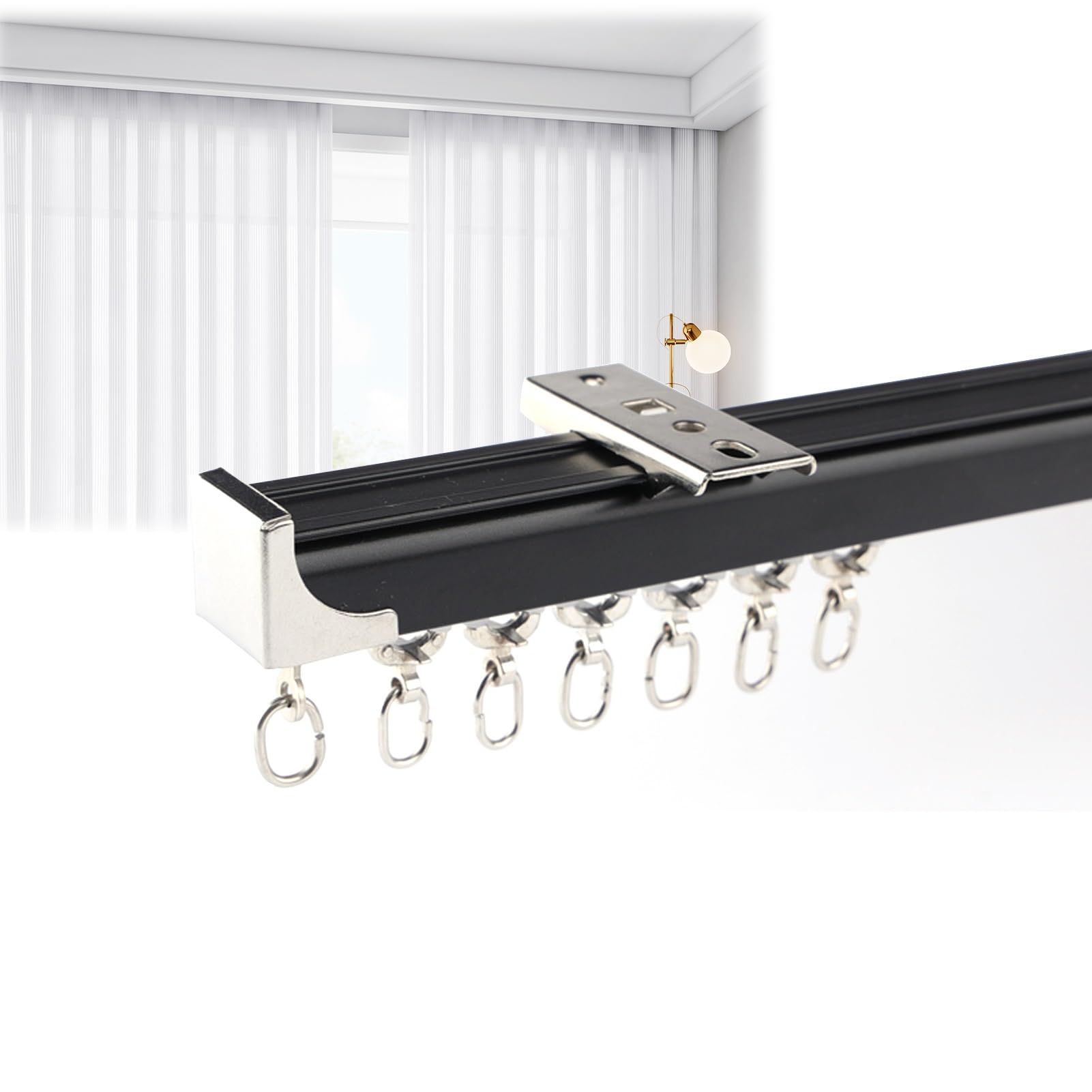 Curtain Track Ceiling or Wall Mount, Heavy-Duty Curtain Rail, Room Divider for Windows Living Room Bedroom Drop Ceiling Shower (Color : Black Ceiling Mount, Size : 3.1m/10.1ft)