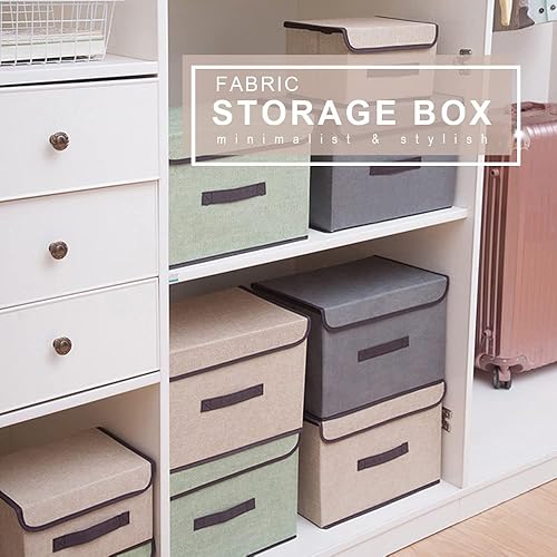 Miniatura 2 de Paquete de 3 contenedores de almacenamiento con tapas, cubos de almacenamiento plegables de tela, cajas de almacenamiento plegables para