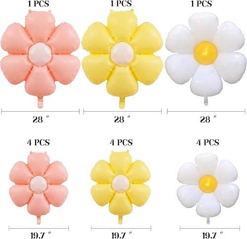 Miniatura 2 de Globos de margaritas bohemias, 15 piezas de decoraciones de fiesta geniales para niñas, globos blancos y amarillos, globos de margarita para