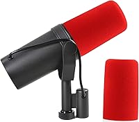 Vista 2 de LEFXMOPHY SM7B Windscreen for Shure SM7B SM7dB Vocal Microphone RK345 Replacement Pop filter, Noise-cancellation Windsock Cover Red Foam Cover