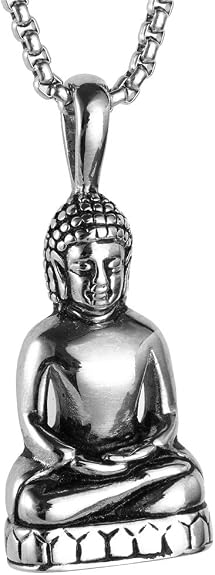 OHM OM AUM Yoga Collana con ciondolo Buddha fiore di loto per donne Gioielli religiosi del buddismo Mandala  36