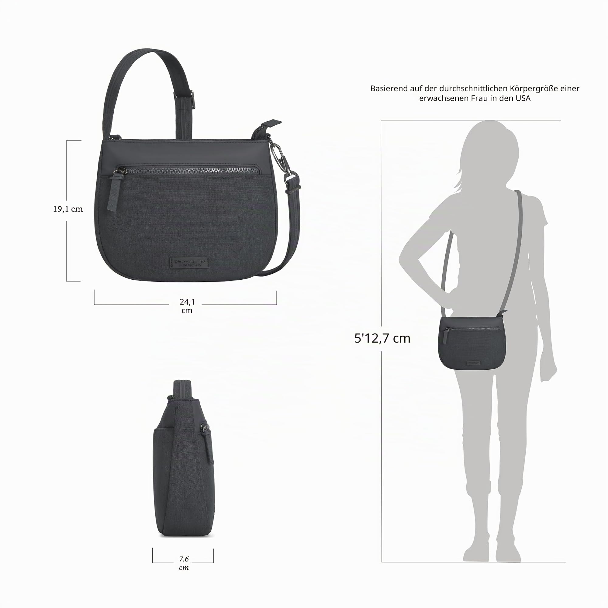 Travelon Unisex Anti-Theft Metro Saddle Crossbody Umhängetasche