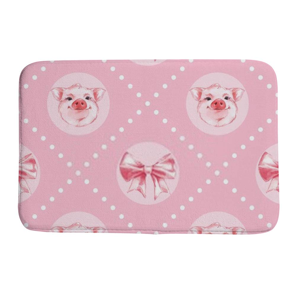 Tapis de bain cochon rose anti sol froid en velours doux Ruchen