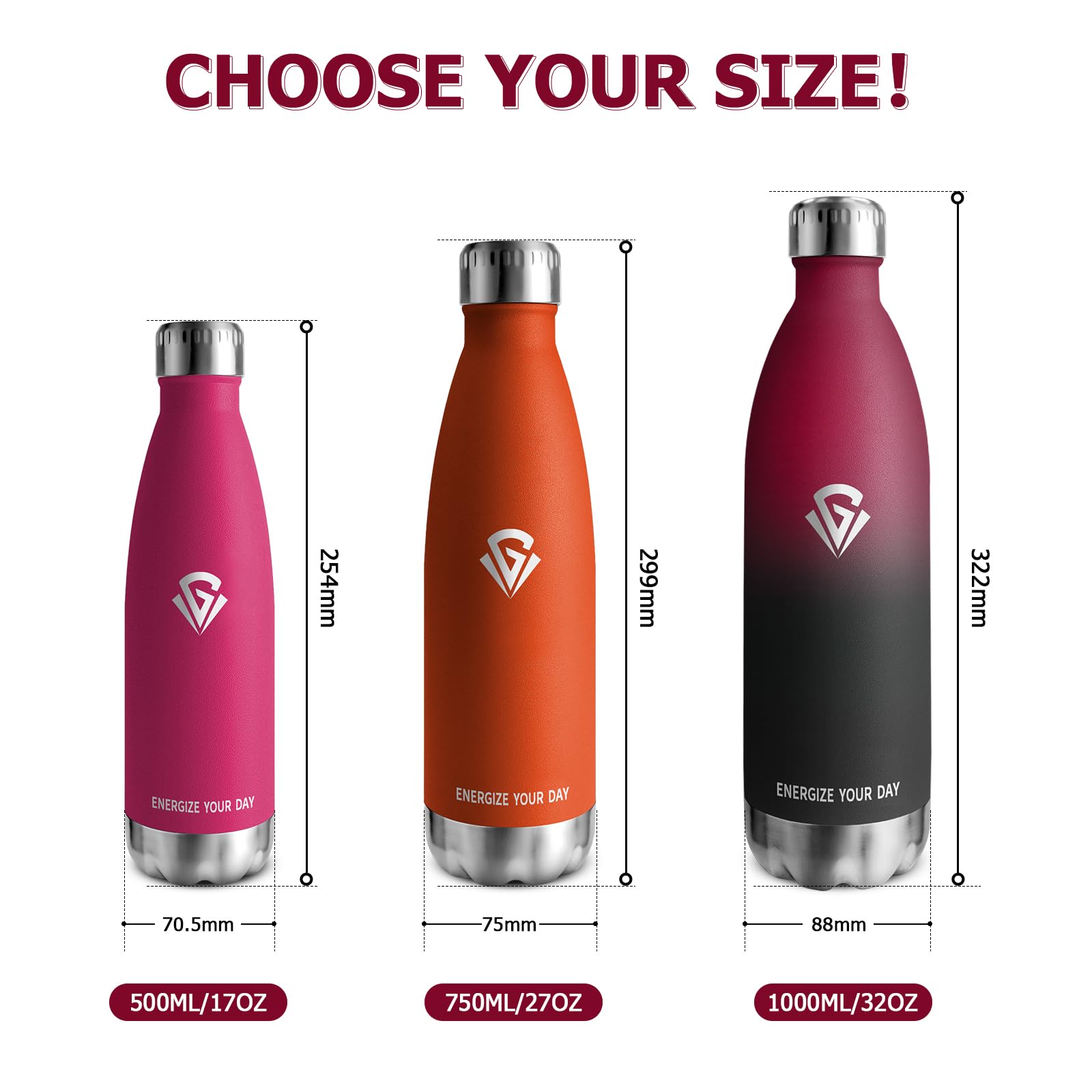 Thermos Café Bouteille Isotherme Gourde Isotherme 500ml HoneyHolly - Acier Inoxydable, Sans BPA, Double Paroi - Avec Paille & Bouchon Étanche Gourde 1l Tasse Isotherme