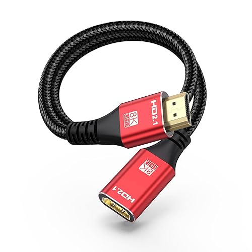 Cable de extensión HDMI 8K HDMI de 1.5 pies, HDMI 2.1 macho a hembra, cable de extensión 8K 60Hz, 4K 120Hz, 2K, 3D, HDR, compatible con Roku TV
