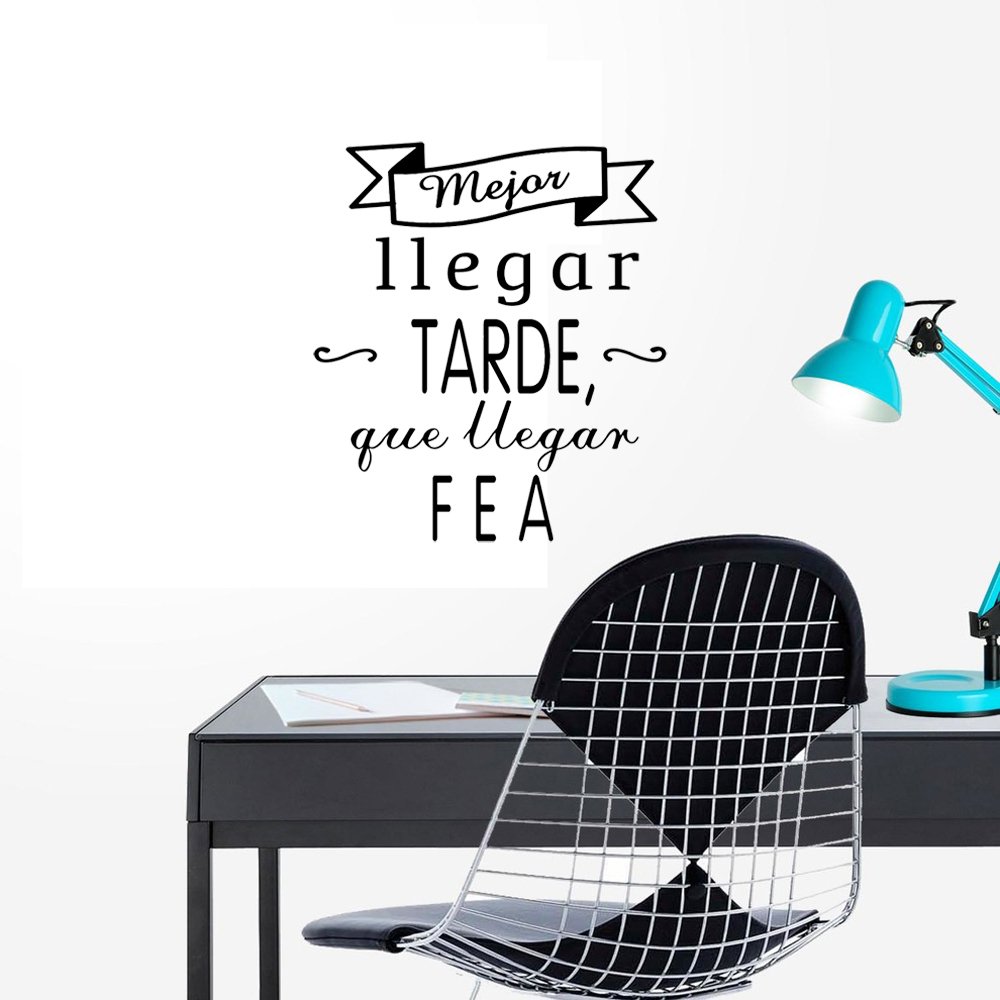 Frase Vinilo “ Mejor llegar tarde… “ Vinilos decorativos vinilo frases motivadoras para pared. Vinilo para decorar habitaciones. Vinilos pared DC-16054 (Vinilo de corte, 240x120cm)