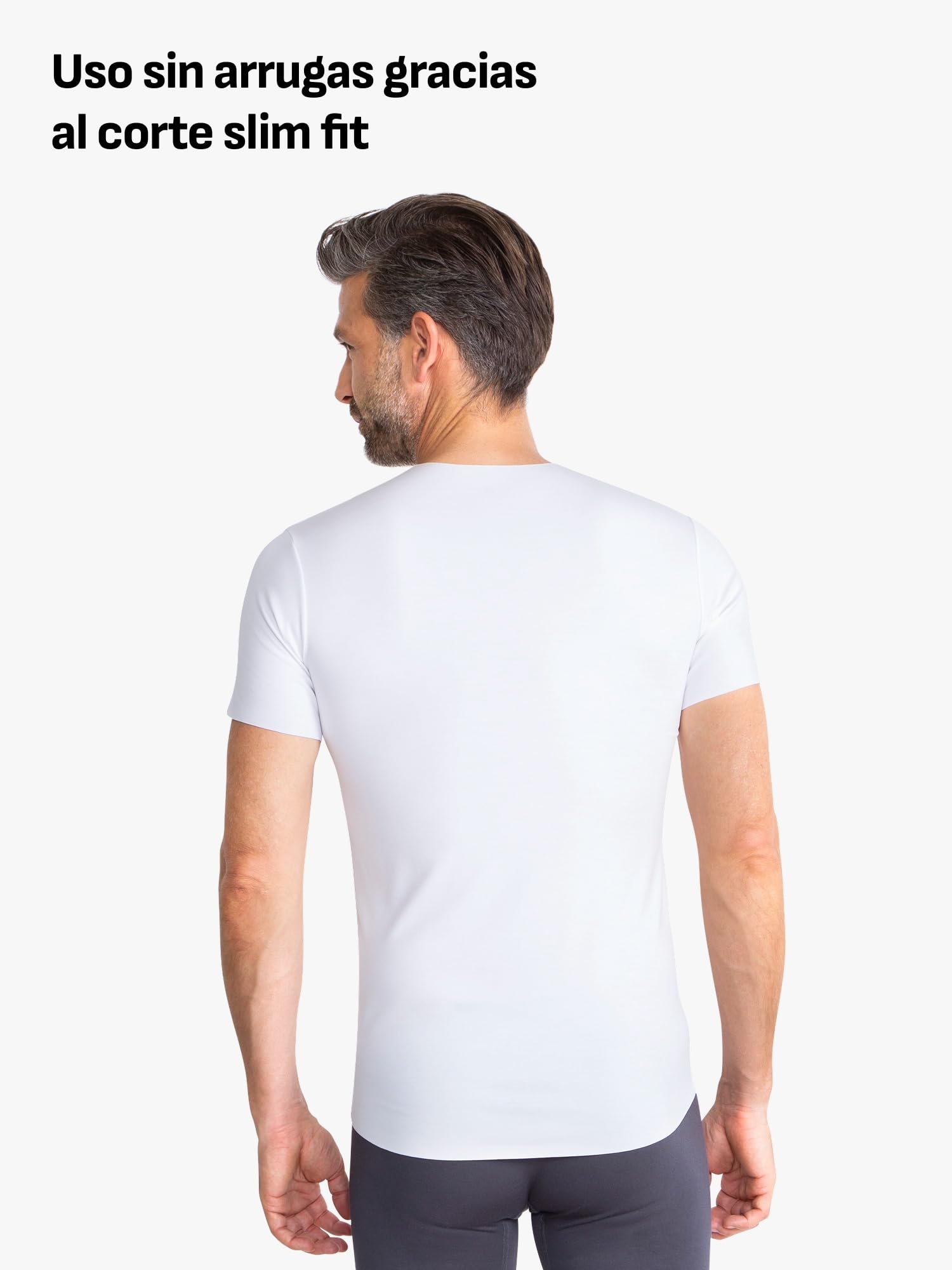 FINN Clean-Cut - Camiseta interior de manga corta para hombre, cuello en V, invisible, con acabado de corte láser, sin costuras, de Lenzing Modal original para camisa y traje