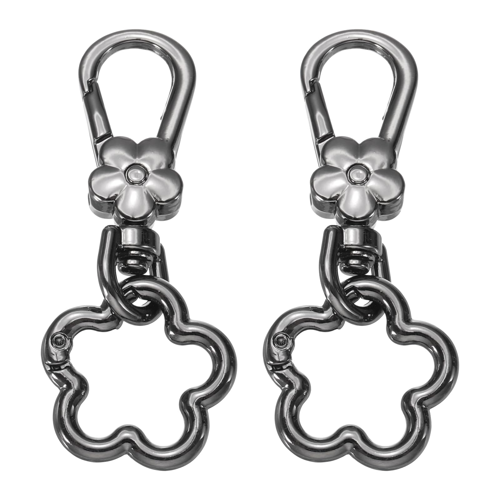sourcing map 2 Pcs Metal Keychain Clip Swivel Lobster Claw Clasp Quick Release Flower Ring Detachable Double Opening Snap Hooks for Jewelry Making Crafts Backpack Bag Lanyard, Gunmetal