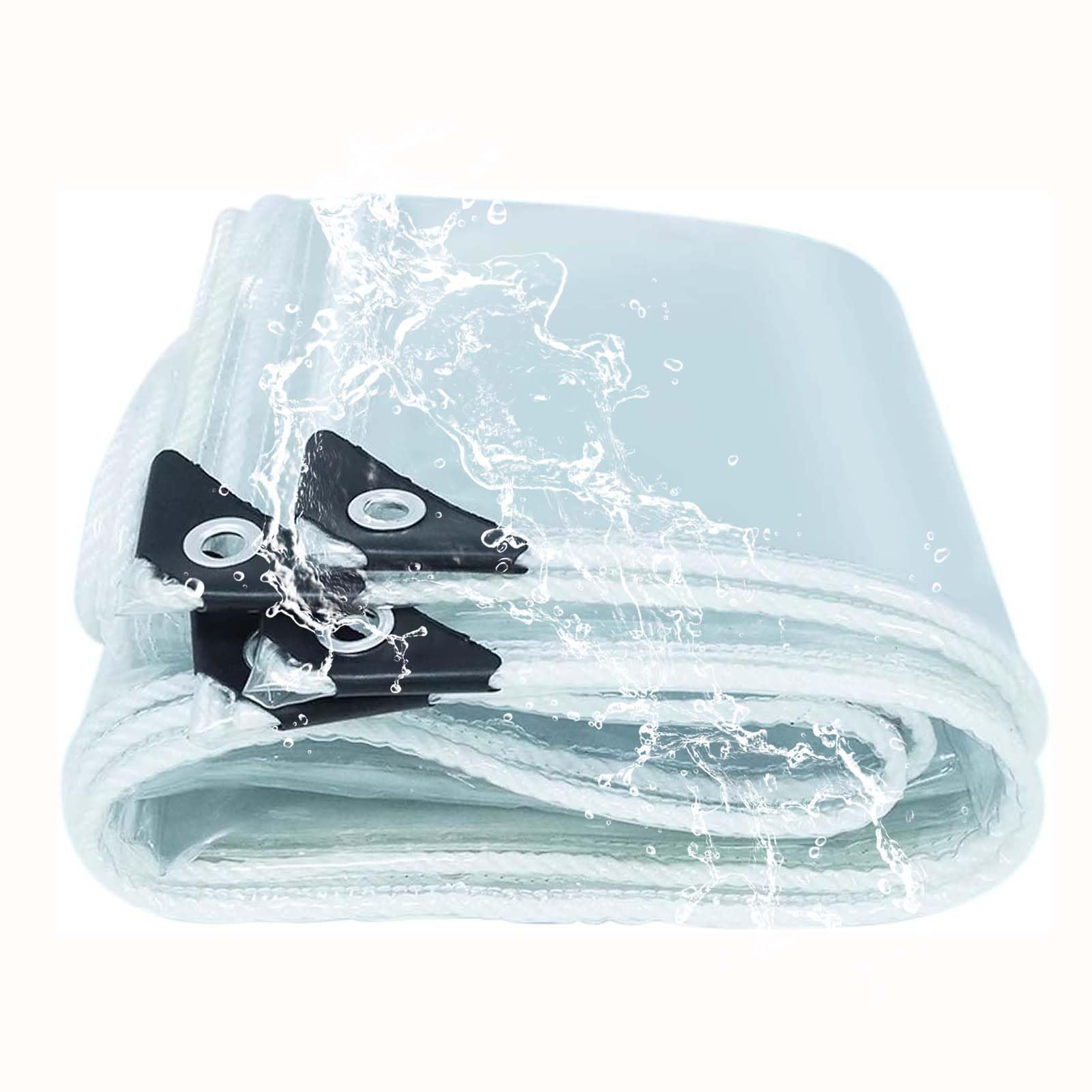 Amunpitic Heavy Duty PVC Waterproof Tarp 1.5x2.5m, Clear Tarpaulin, Heavy Duty Transparent Tarpaulin, Clear Cover with Grommets for Car, Roof & Boat