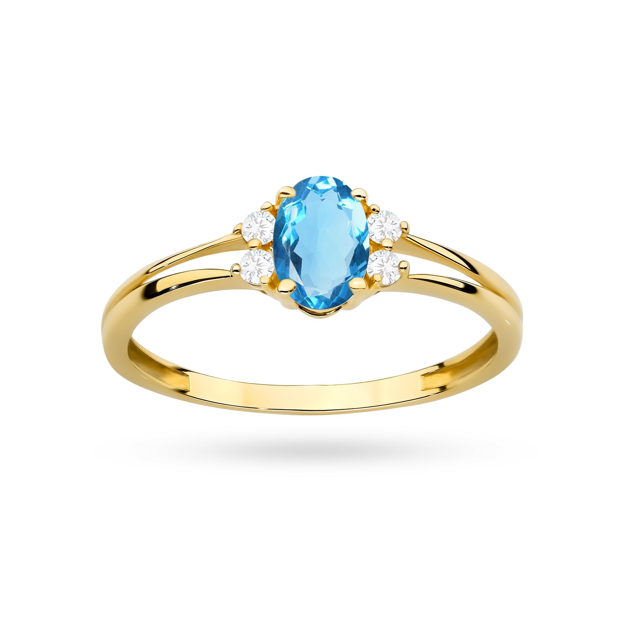 MARKO Goldring Damen 333 Echtgold mit blauem Zirkonia – 8 Karat Ring Gold Damen, eleganter Verlobungsring, Damenring mit Stein, Goldschmuck Geschenk für Frauen