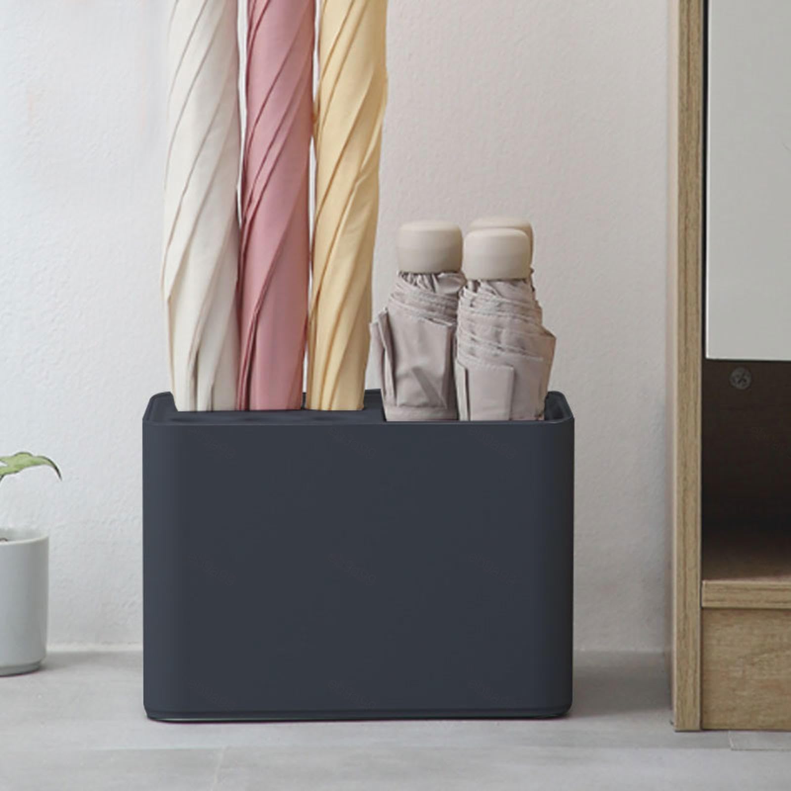 GYRAZXS Modern Black Umbrella Stand for Hallway Indoor Umbrella Holder with Removable Drip Tray