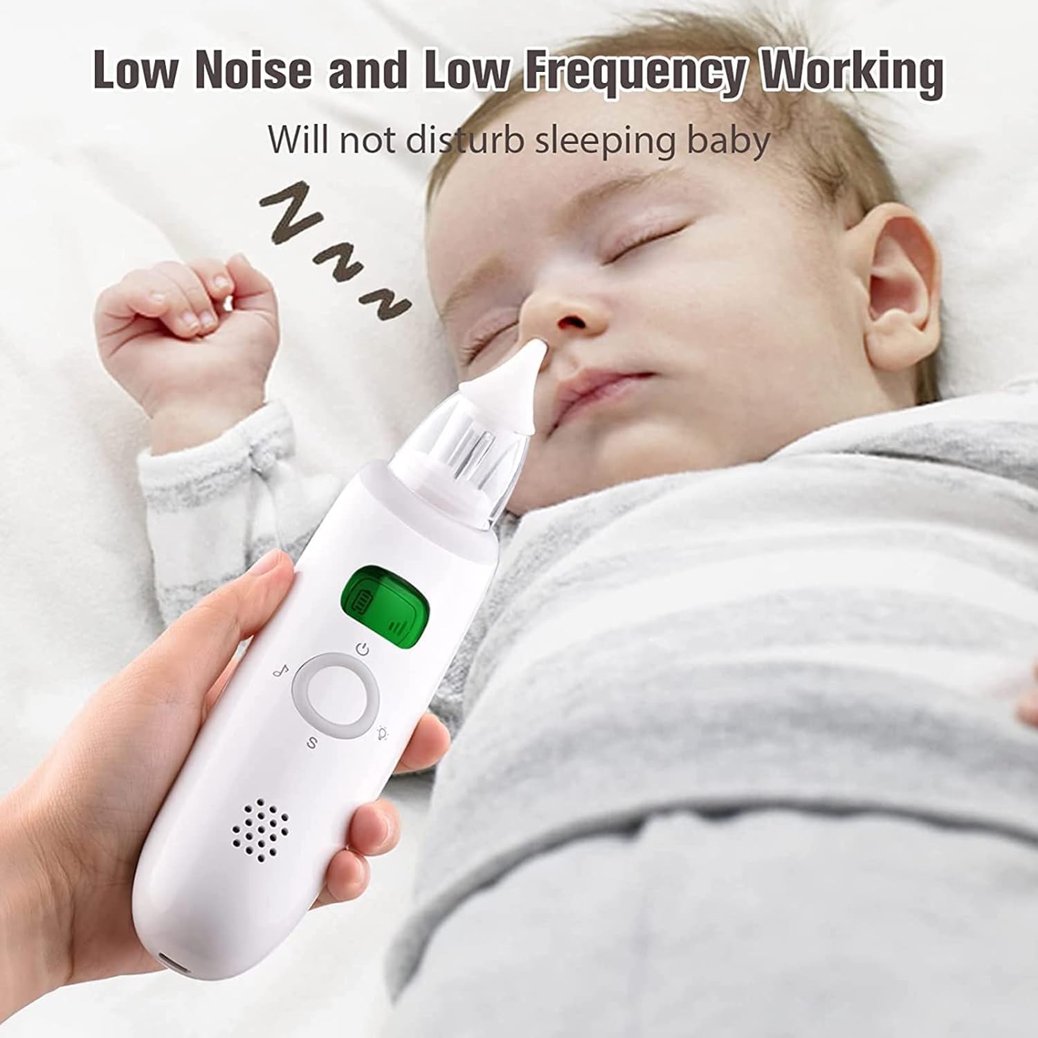Aspirador Nasal eléctrico, Limpiador automático de ventosas de Nariz for bebés Recargables con 3 Puntas de succión de Silicona y Kit de Enjuague de Senos nasales con 3 Modos