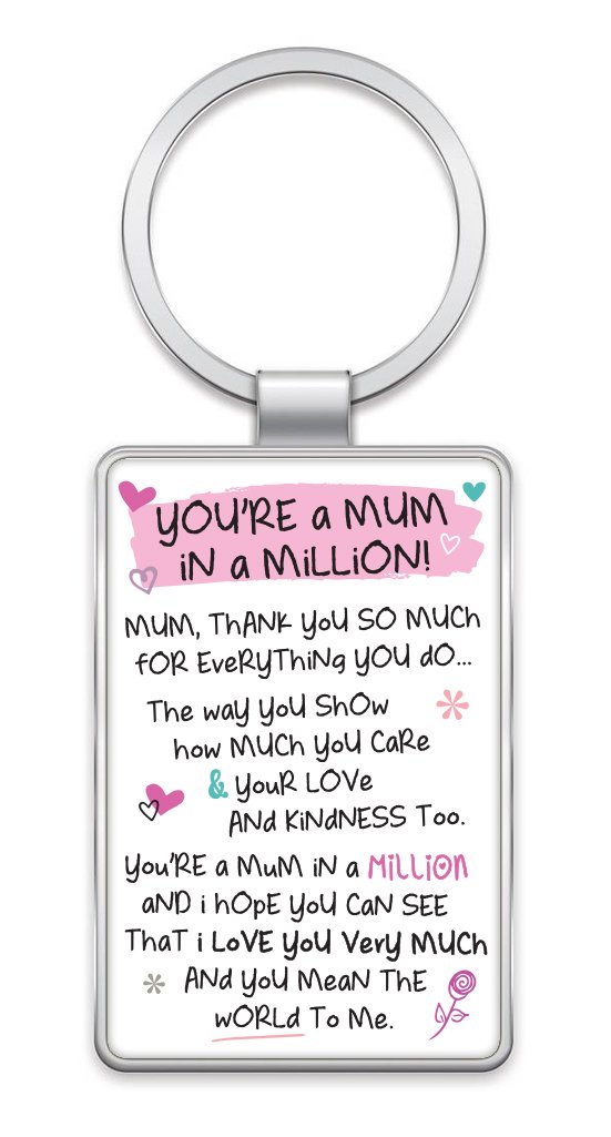 Wpl White Inspired Words Keyring - You're A Mum In A Million! - Gift Ideas