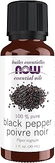 NOW Essential Oils, Black Pepper Oil, Spicy Aromatherapy Scent, Steam Distilled, 100% Pure, Vegan, Child Resistant Cap, 1-Ounce