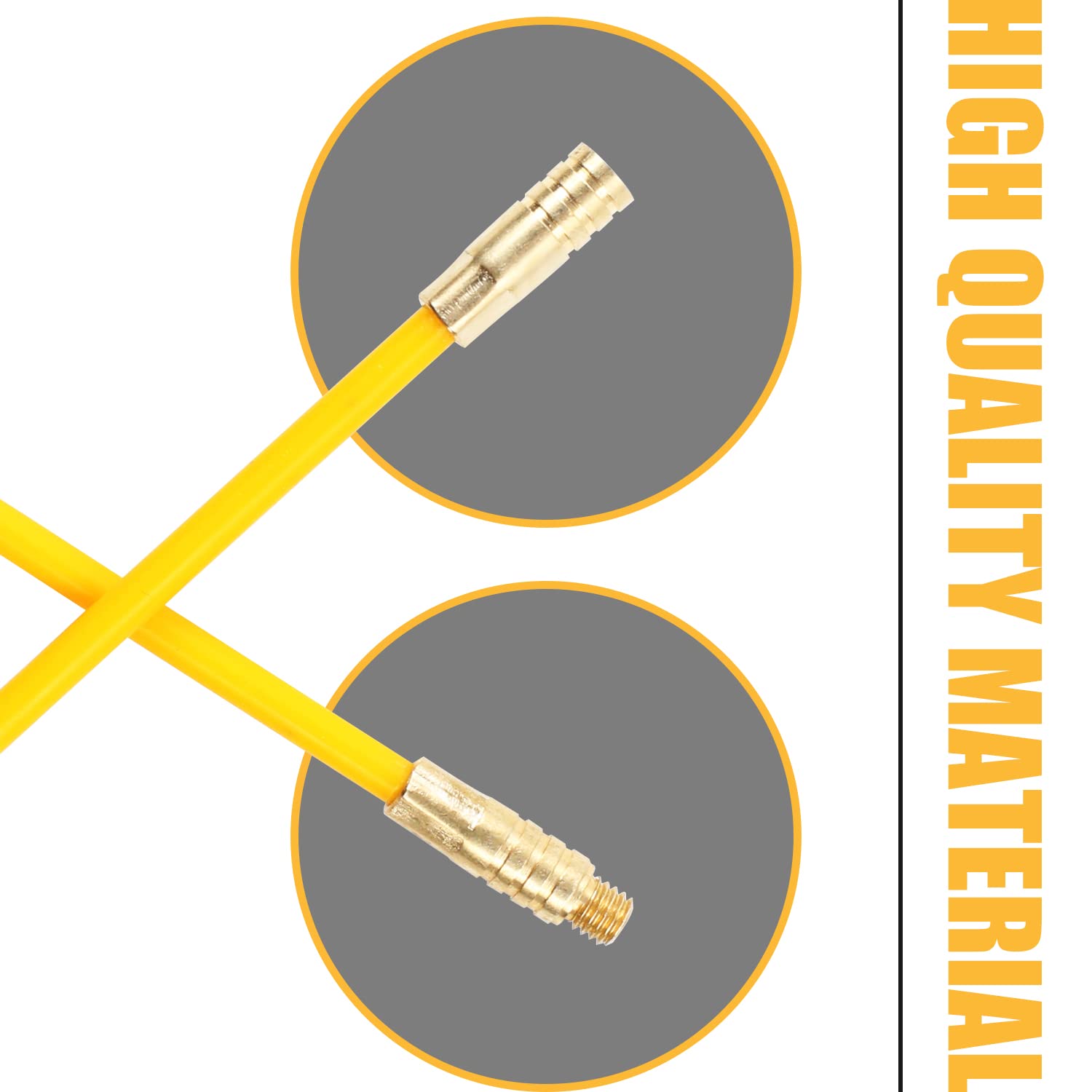 Juego de 10 varillas para cables con muelle guía para instalación de cables y corriente doméstica (330 mm, amarillo)