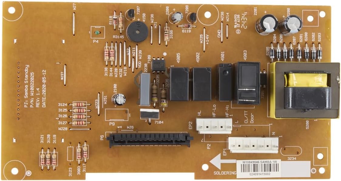 Whirlpool W11544456 OEM Microwave Control Board Replacement Part, Multicolor