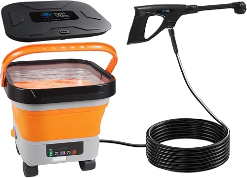 Lavadora a presión inalámbrica con tanque de 3.5 galones con boquilla universal 6 en 1, máximo 620 PSI, manguera de 16.4 pies, batería de litio de