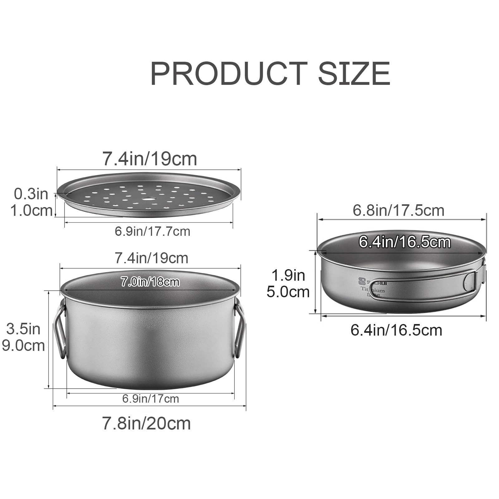 Cocina Camping de Titanio para Acampar, Camping Accesorios para Exteriores, Senderismo Accesorios, olla de Sopa Familiar de Gran Capacidad