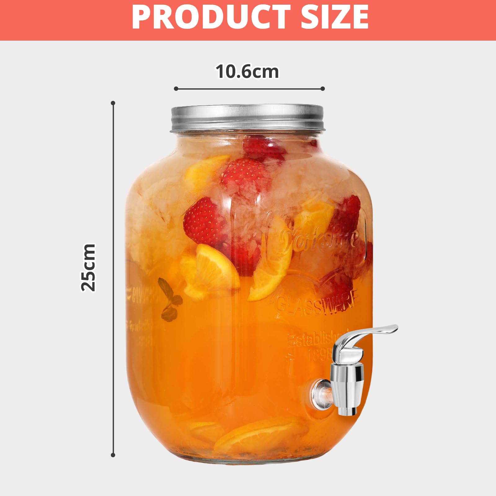 LIMILI - Dispensador de bebidas de vidrio, 2 juegos de dispensador de agua de vidrio de 4 litros con grifo de acero inoxidable, dispensadores de bebidas heladas para jugos caseros, nevera,