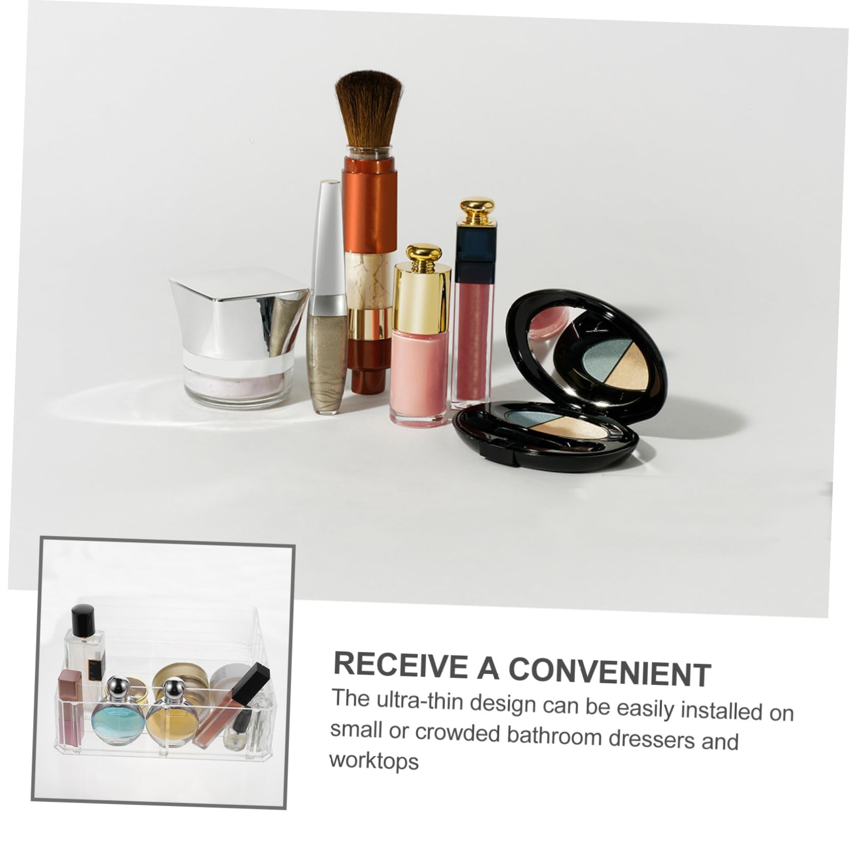 Contenitore Cosmetici Diviso 8 Scomparti per Cipria e Ombretti | Acrilico Trasparente, per Rossetti e Accessori Make Up, Soluzione Ordinata per Casa e Stanza