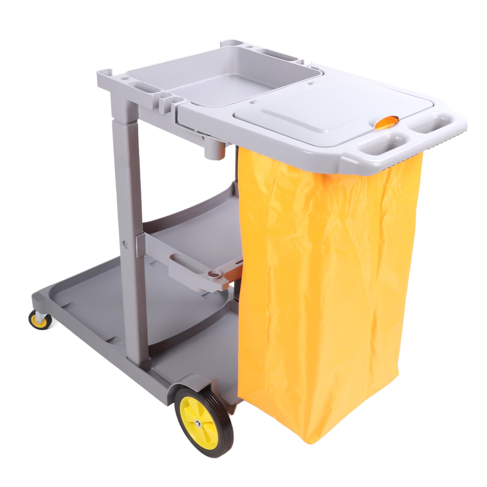 Carrello per Pulizie Carrello per Pulizia Commerciale Multifunzionale Grigio per Hotel Aeroporti Facile da Spostare in Plastica a 3 Livelli