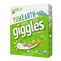 Vista 15 de YumEarth Organic Giggles Caramelos Masticables – Apto para alérgicos, sin colorantes artificiales, sin OGM, sin gluten, sabor a fruta, snacks