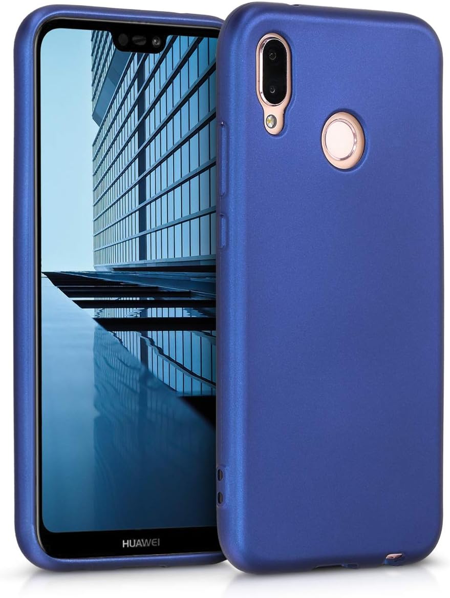 kwmobile Carcasa Compatible con Huawei P20 Lite - Funda de Silicona para móvil - Cover Trasero en Azul Metalizado