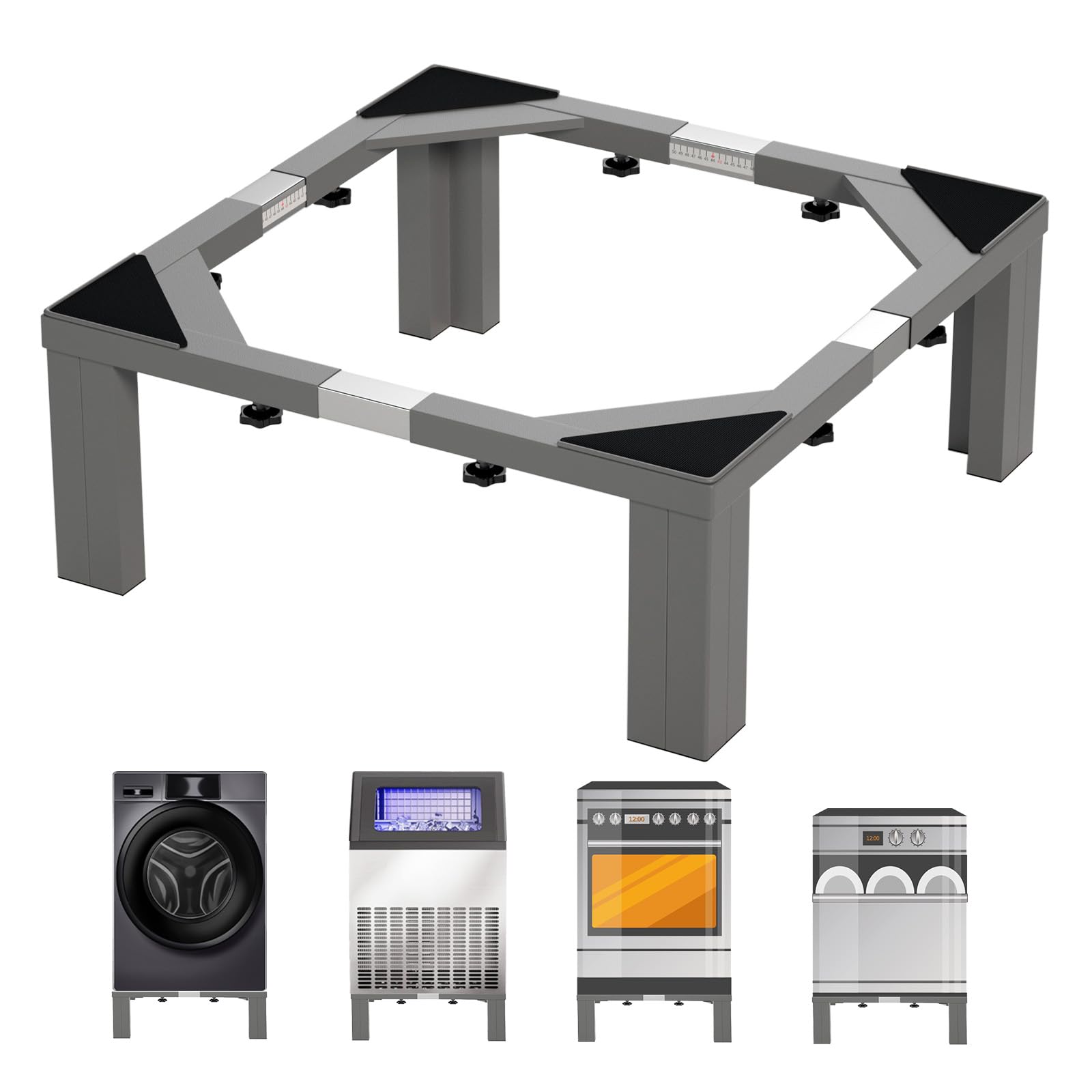 I'Ezonk Full size Heavy duty Stainless steel Laundry Pedestal , 12" Height Washer and Dryer Pedestals, Adjustable Universal washing machine stand and