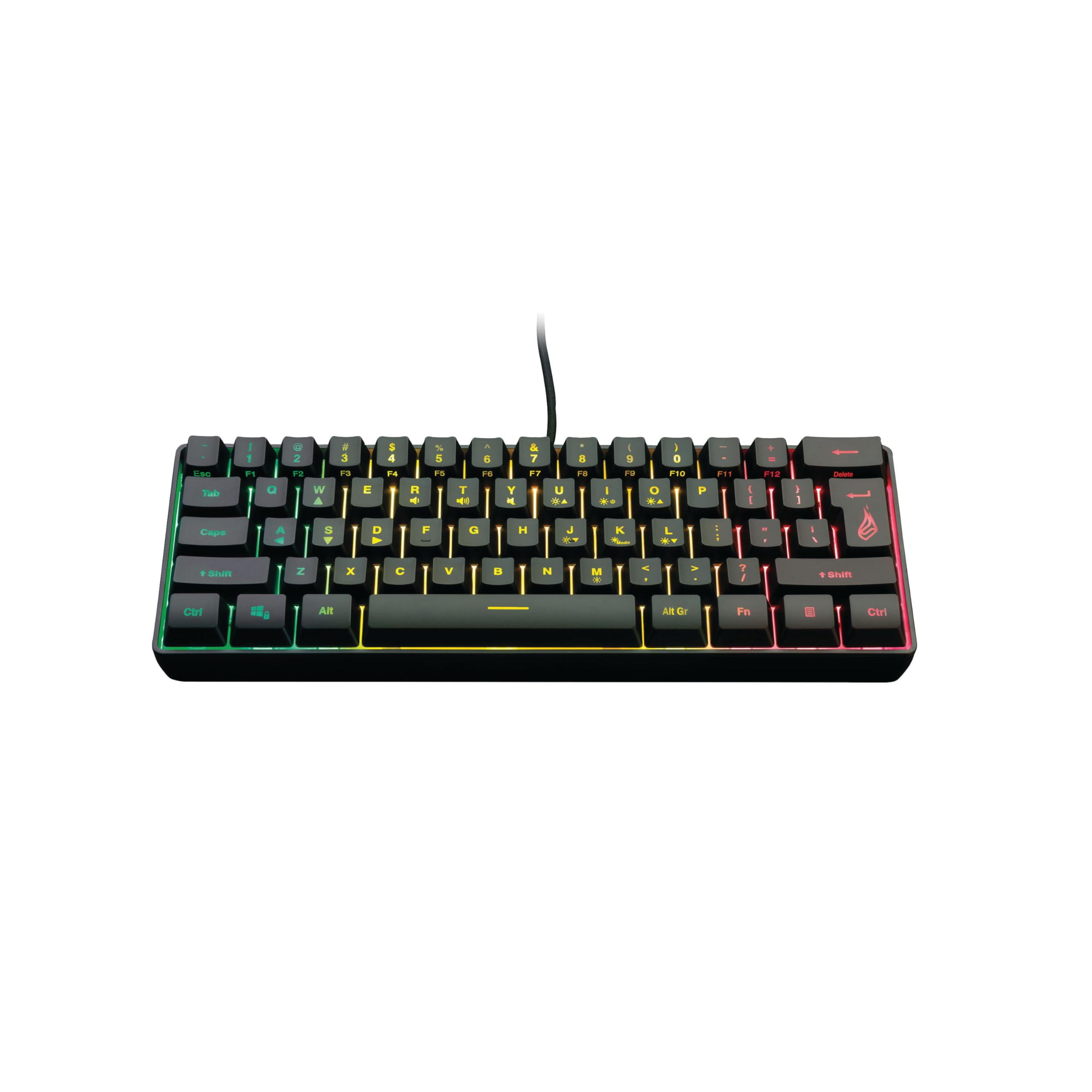 SureFire Kingpin X1 60% klawiatura gamingowa US English, gamingowa klawiatura multimedialna, mała i mobilna, klawiatura RGB z oświetleniem, 25 klawiszy Anti-Ghosting, amerykański układ QWERTY