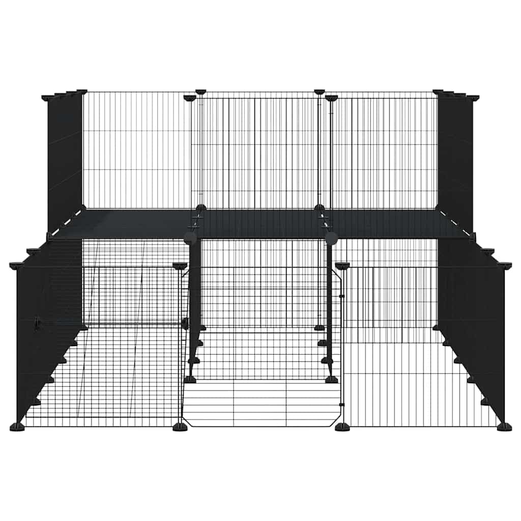 vidaXL Gabbia per Animali 44 Pannelli con Porta Nera 35x35 cm Acciaio