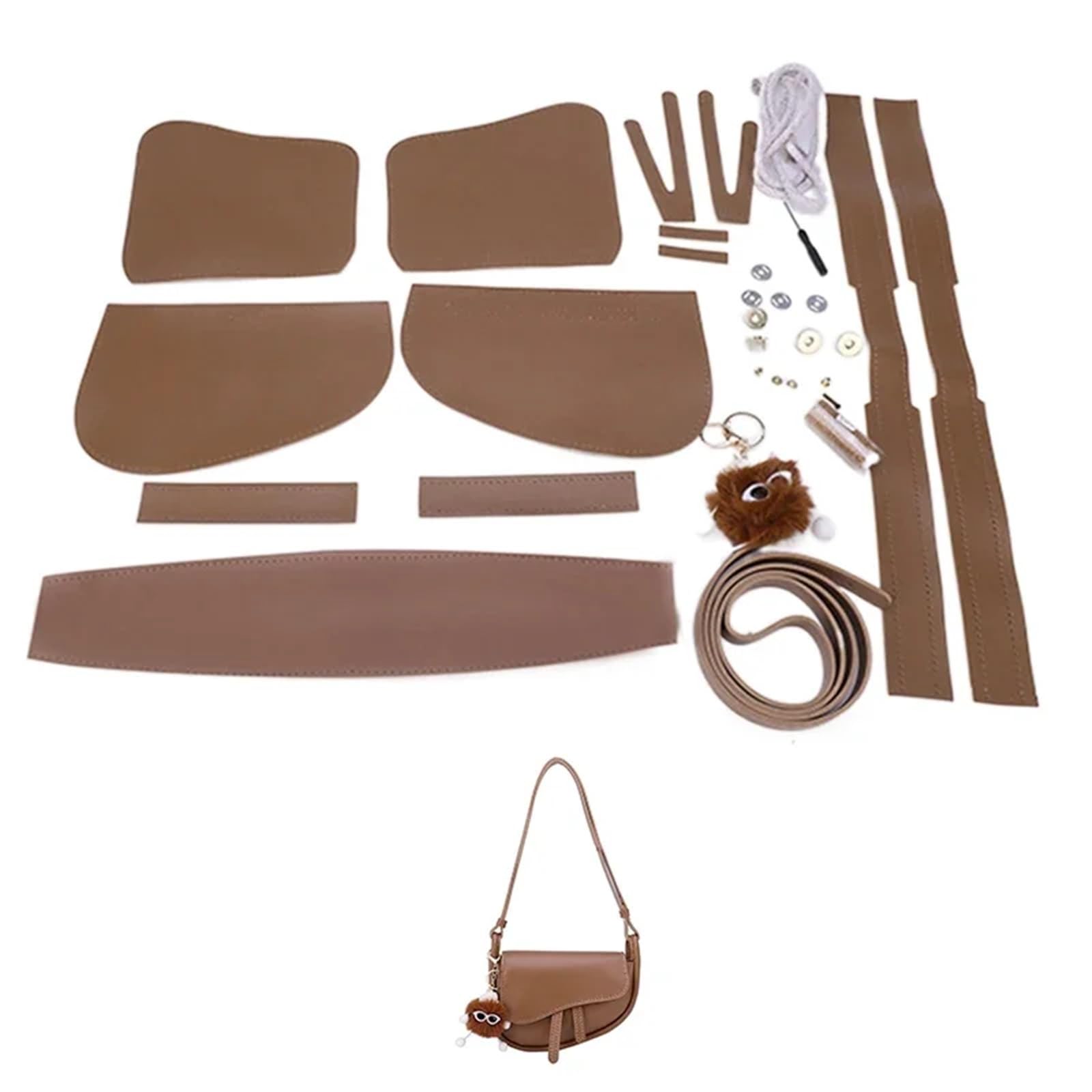 Kit de Bricolaje para Hacer Bolsos Kit de accesorios for hacer bolsos cuero hechos a mano, bolso sillín con correa for el hombro for mujer(Num4 Brown)