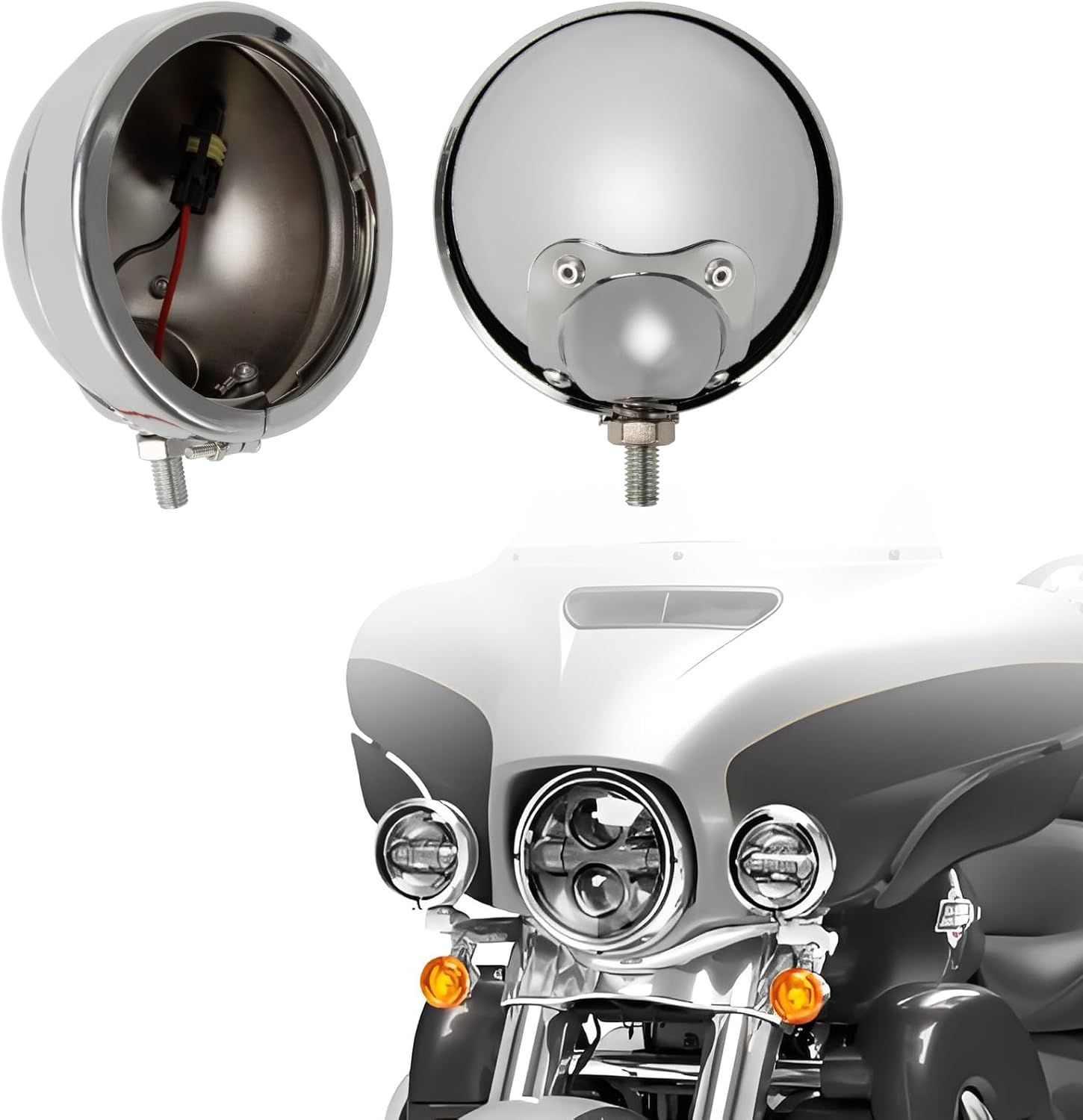 PSLER 4.5 Inch Fog Light Housing Bucket Bracket Motorcycle Passing Light Housing Bucket Bracket Mount fit for Tousing Electra Glide Chrome