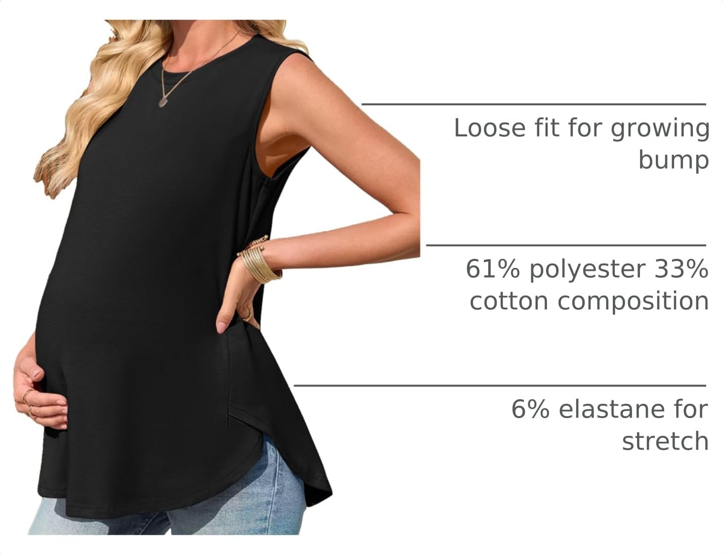 FMEYOA Women's Maternity Tank Top Summer Sleeveless Pregnancy Shirts