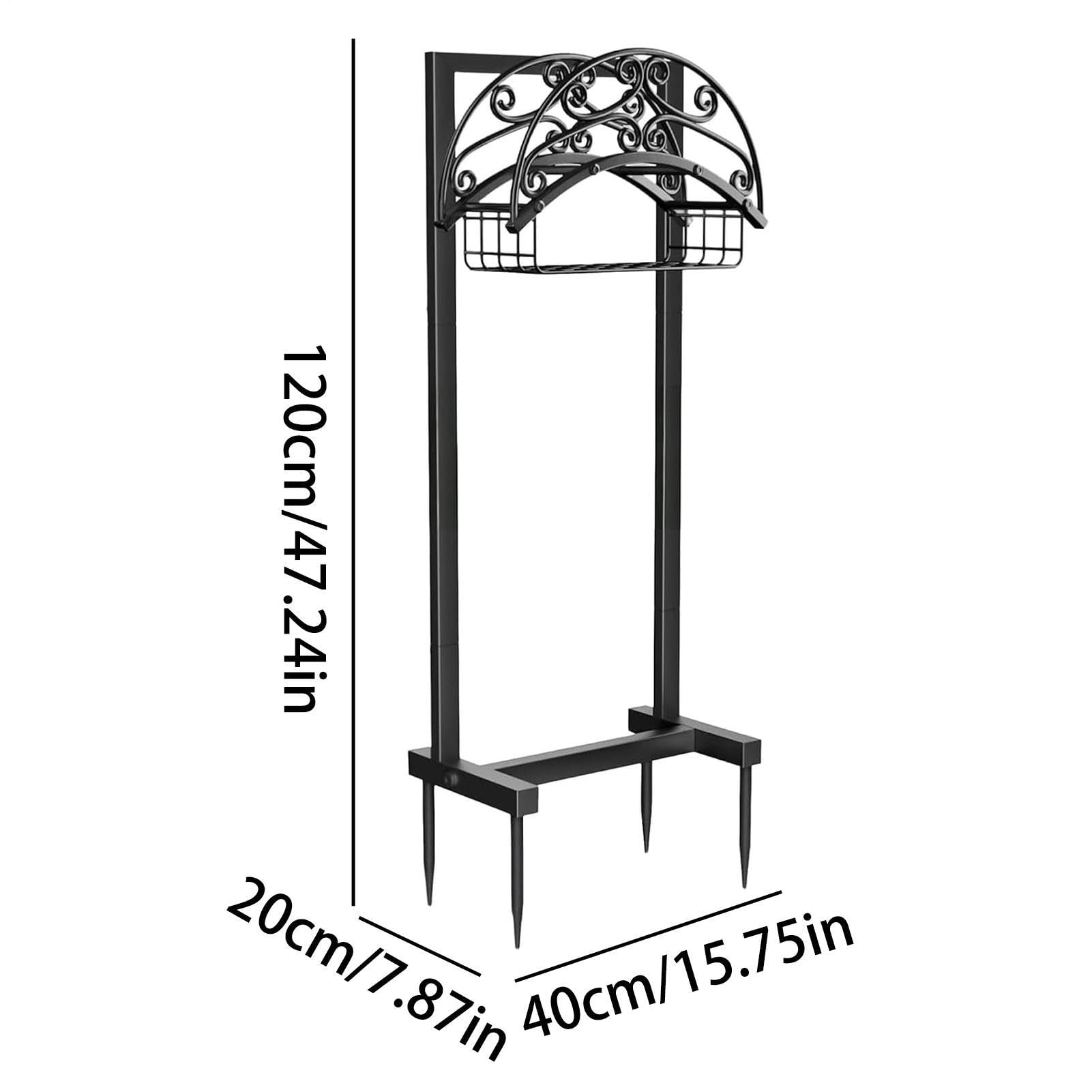 Soporte de manguera resistente y estable con cesta de almacenamiento