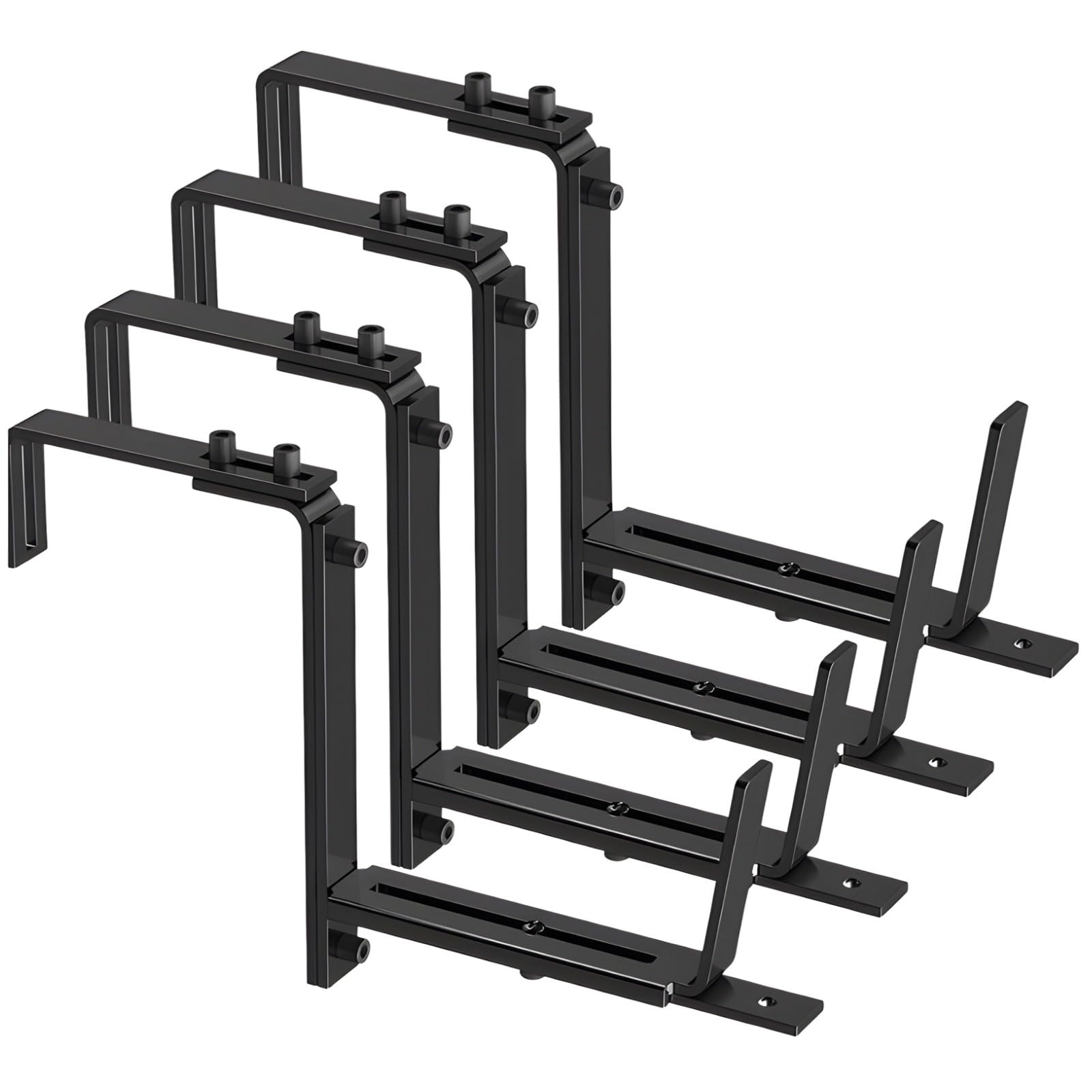 Verstellbare Blumenkastenhalter für Deckgeländer, robuste Eisenhalterungen mit rostfreier Beschichtung, passend für Geländer mit einer Breite von 5,1–17,8 cm, für Blumentöpfe von 15–32 cm, 4 Stück
